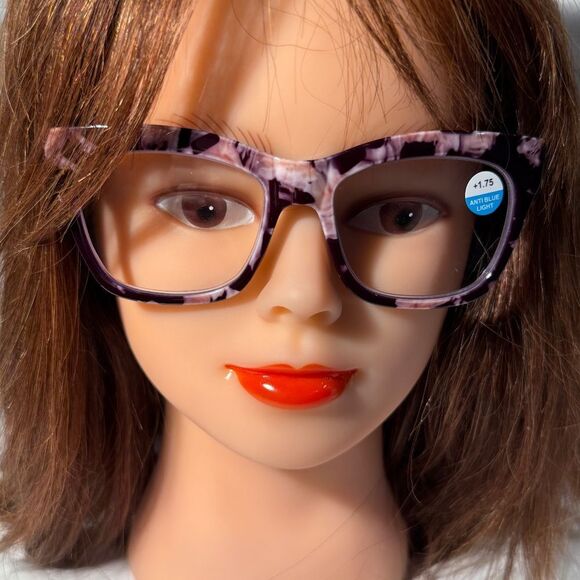 1565 Mona Reading Glasses 1.75 Black GrTortoise Readers Rounded Square Frame NWT - Picture 1 of 9